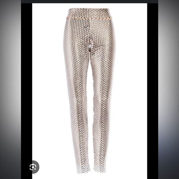 $4,190 Burberry Bobbie High Waisted Studded Pants In Silver, Size 10, NWOT - Picture 1 of 15